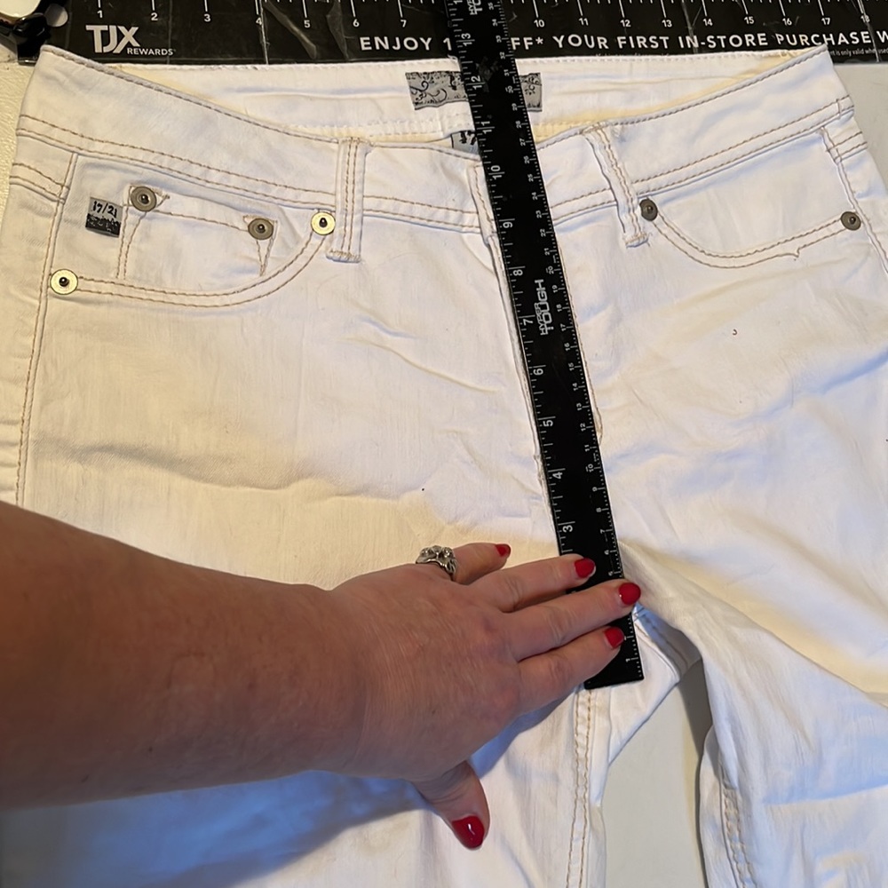 17/21 Exclusive Denim size 12 jeans high rise Ivory Cropped stretch - Picture 10 of 14